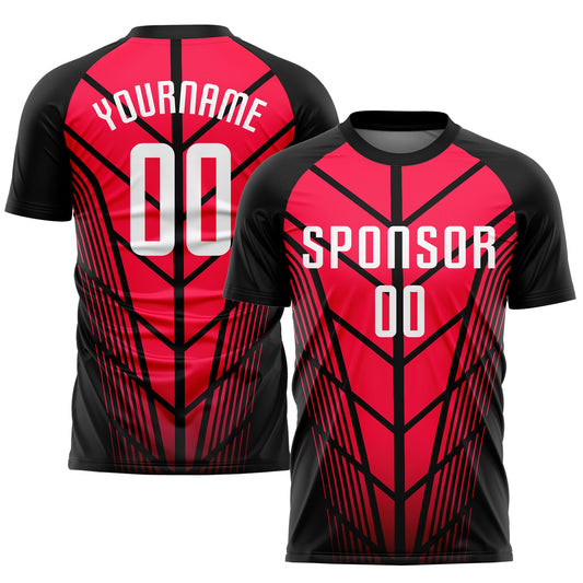 Custom Red White-Black Sublimation Soccer Uniform Jersey - Main View
