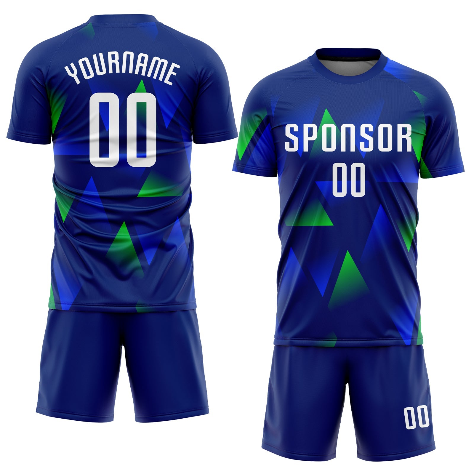 Custom Royal White-Kelly Green Sublimation Soccer Uniform Jersey view 2