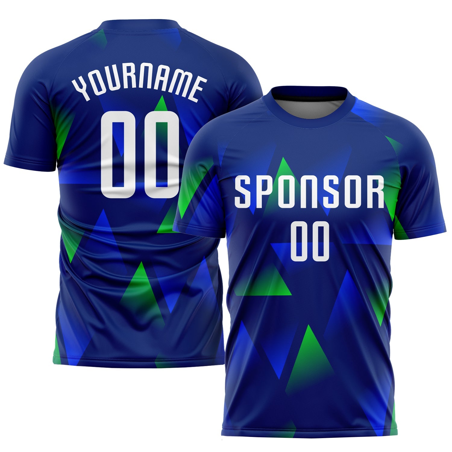 Custom Royal White-Kelly Green Sublimation Soccer Uniform Jersey - Main View