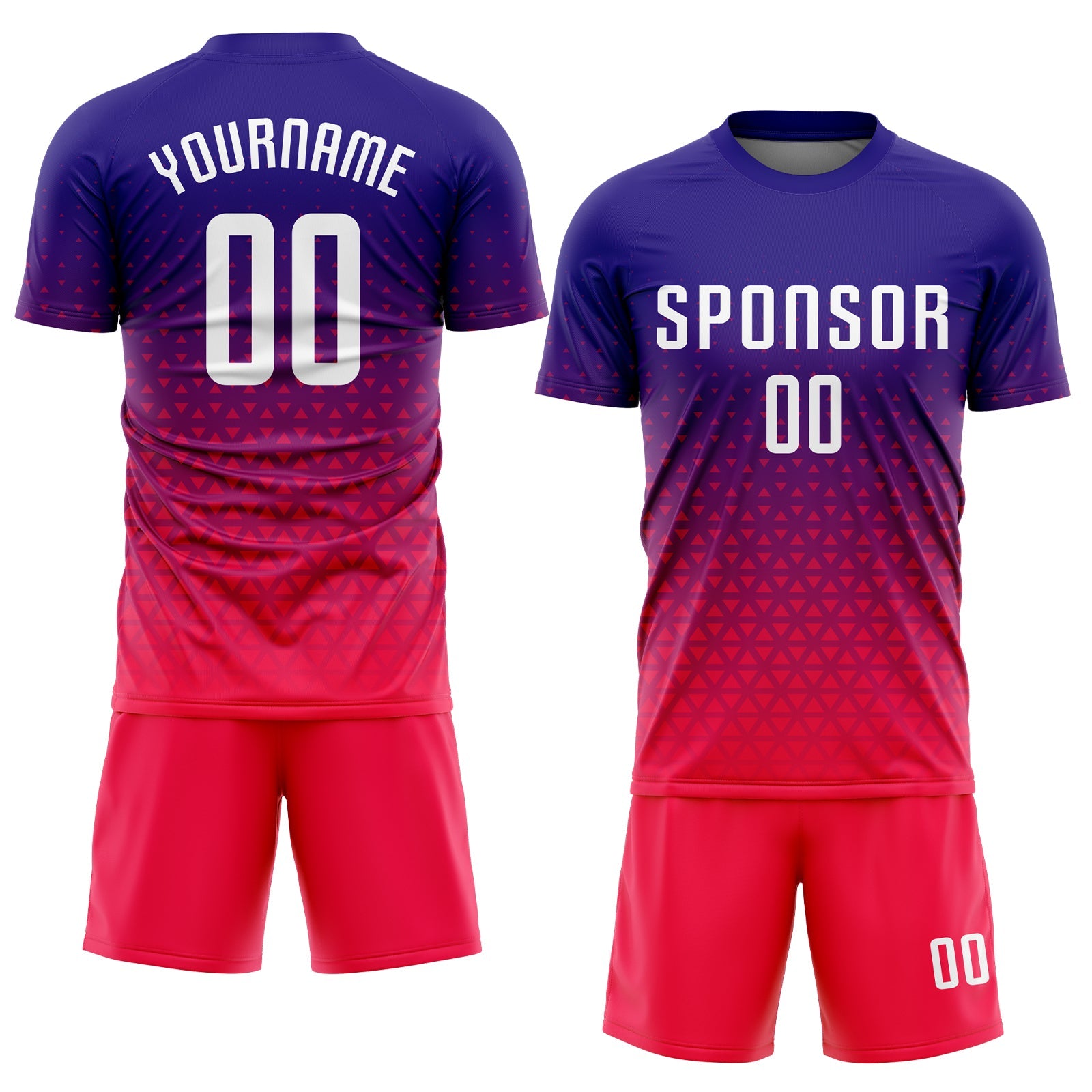 Custom Purple White-Hot Pink Sublimation Soccer Uniform Jersey view 2