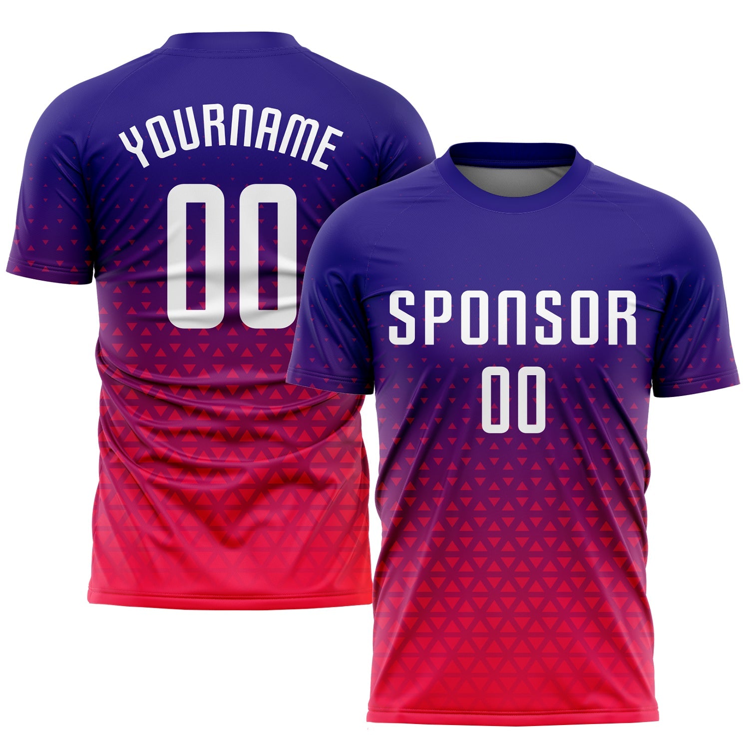 Custom Purple White-Hot Pink Sublimation Soccer Uniform Jersey - Main View