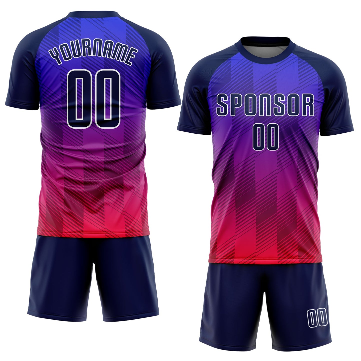 Custom Royal Navy-Hot Pink Sublimation Soccer Uniform Jersey view 2