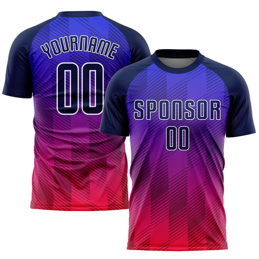 Custom Royal Navy-Hot Pink Sublimation Soccer Uniform Jersey - Main View