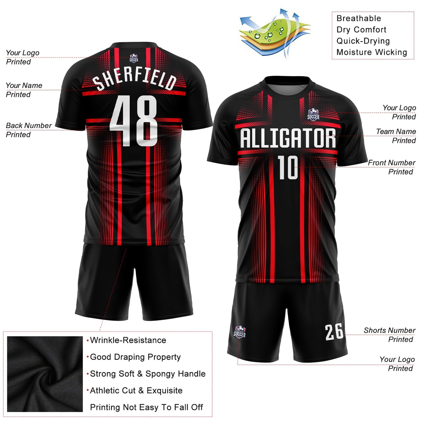 Custom Black White-Hot Pink Sublimation Soccer Uniform Jersey view 3