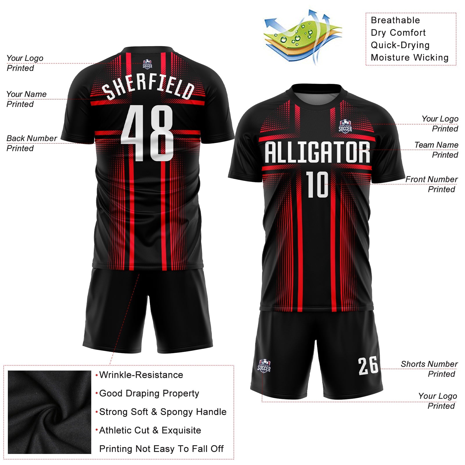 Custom Black White-Hot Pink Sublimation Soccer Uniform Jersey view 3