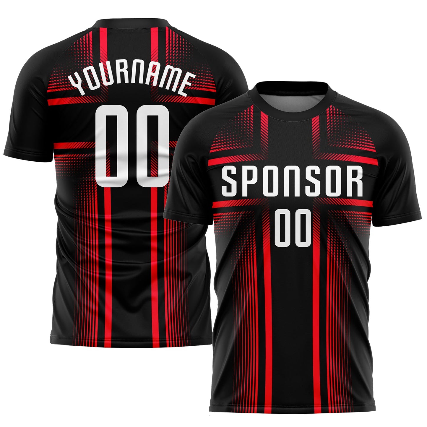 Custom Black White-Hot Pink Sublimation Soccer Uniform Jersey - Main View