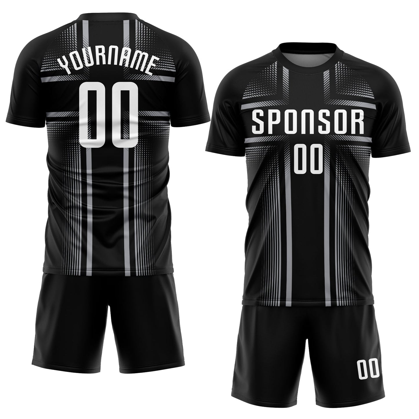 Custom Black White-Gray Sublimation Soccer Uniform Jersey view 2