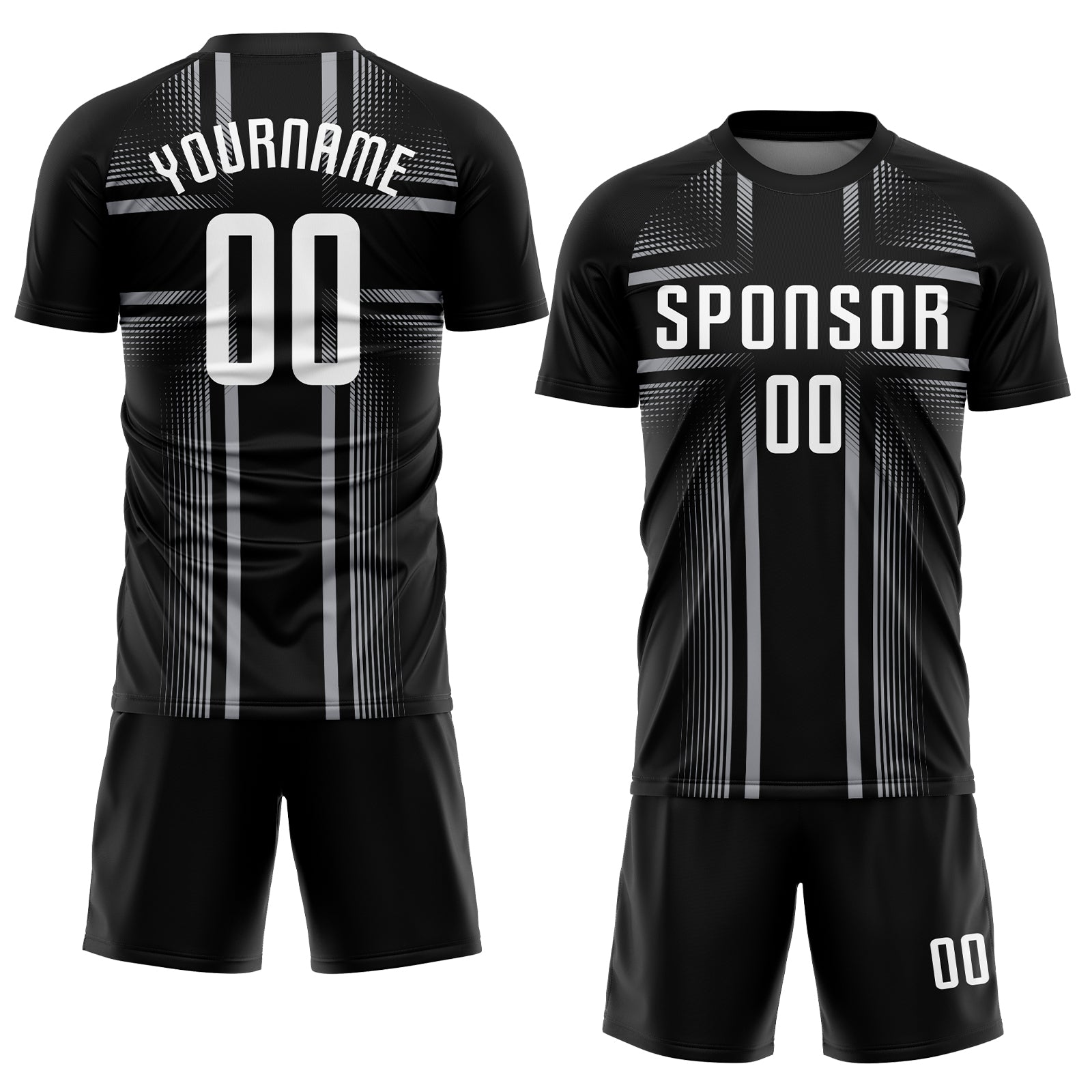Custom Black White-Gray Sublimation Soccer Uniform Jersey view 2