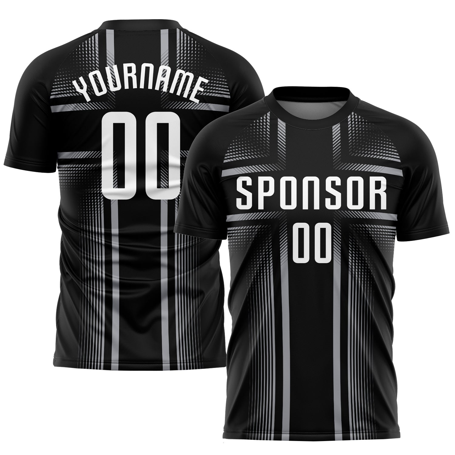 Custom Black White-Gray Sublimation Soccer Uniform Jersey - Main View