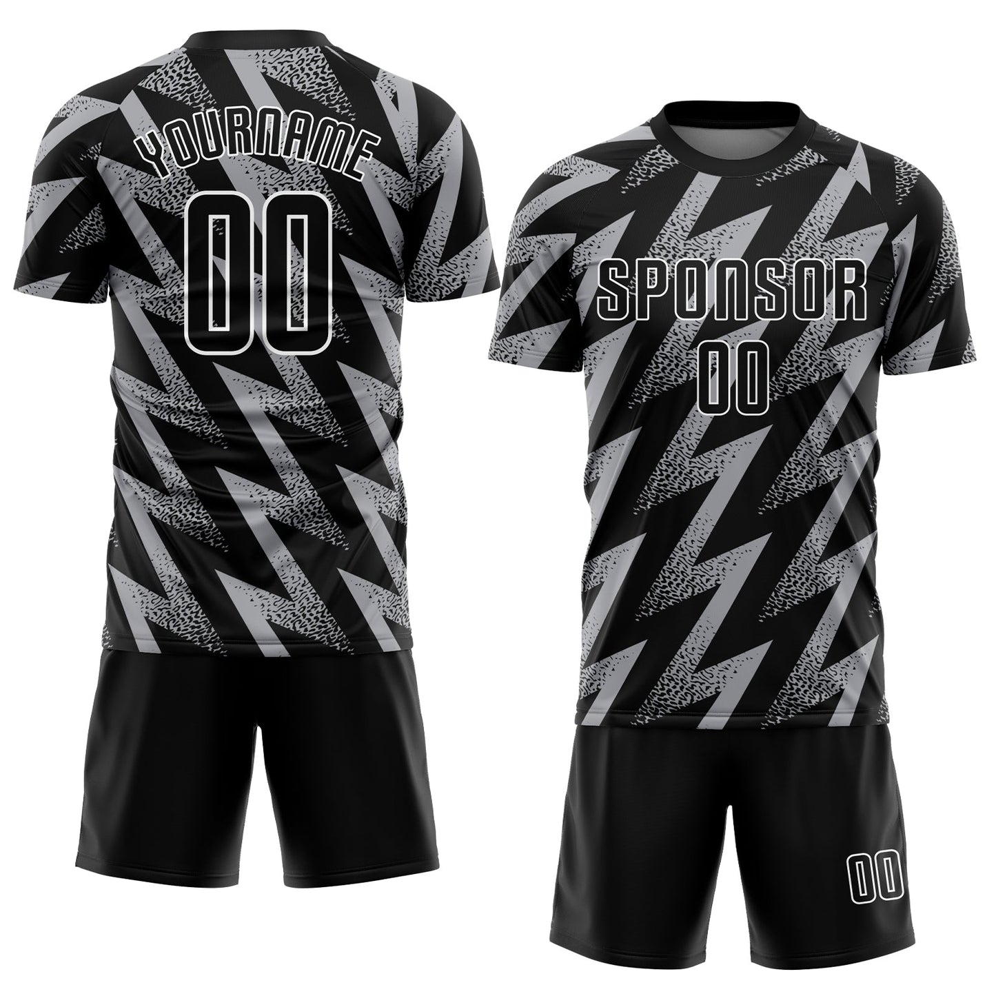 Custom Gray Black-White Sublimation Soccer Uniform Jersey view 2