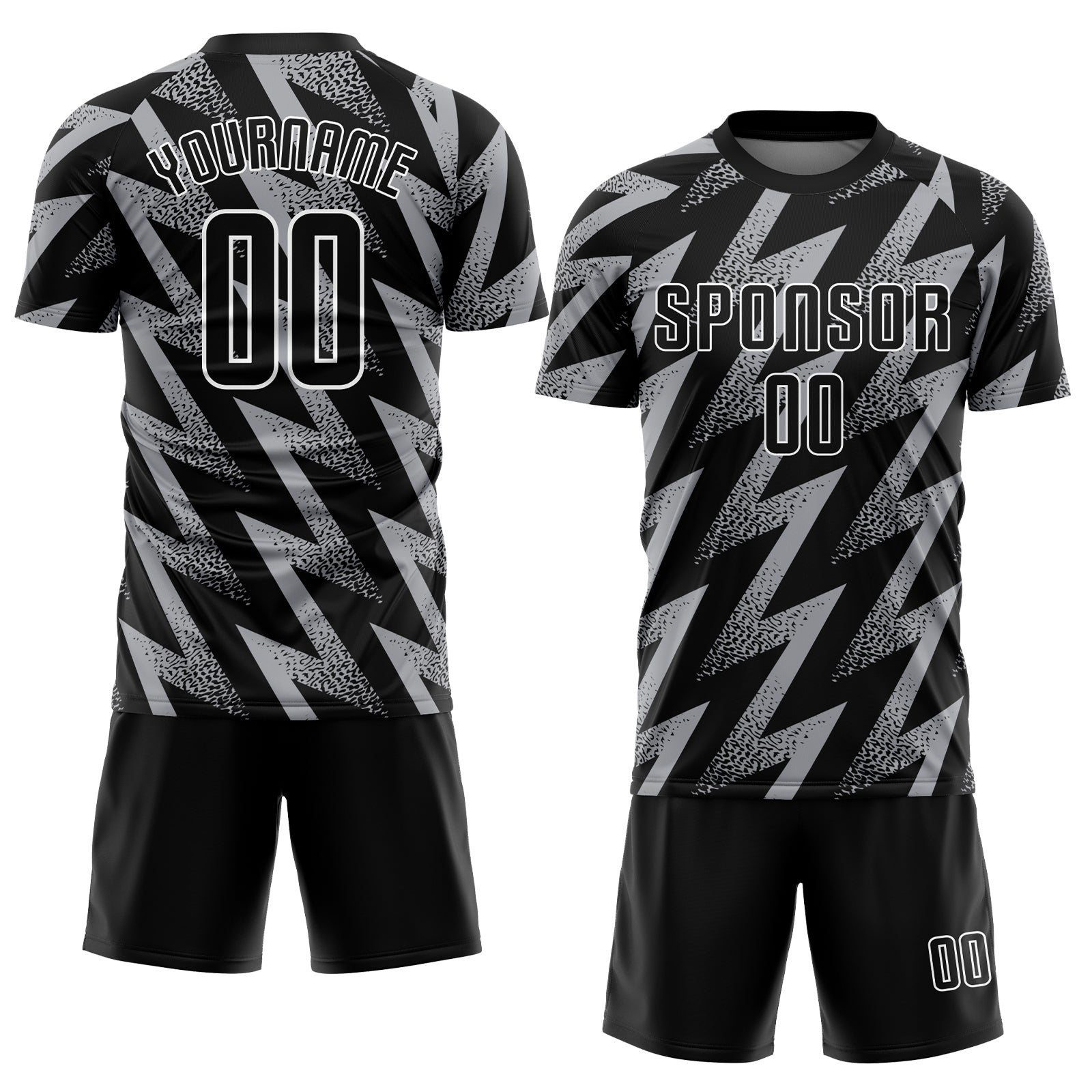 Custom Gray Black-White Sublimation Soccer Uniform Jersey view 2