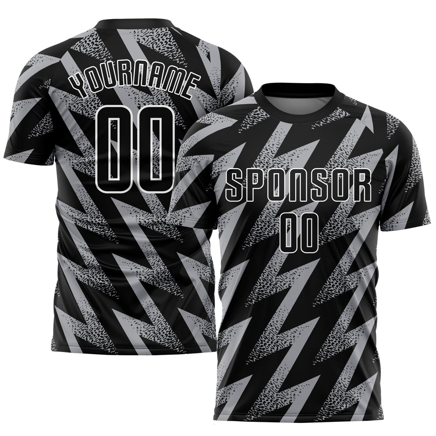 Custom Gray Black-White Sublimation Soccer Uniform Jersey - Main View