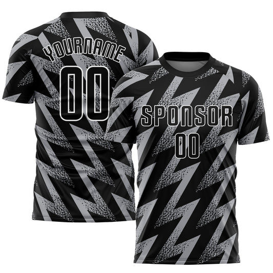 Custom Gray Black-White Sublimation Soccer Uniform Jersey - Main View