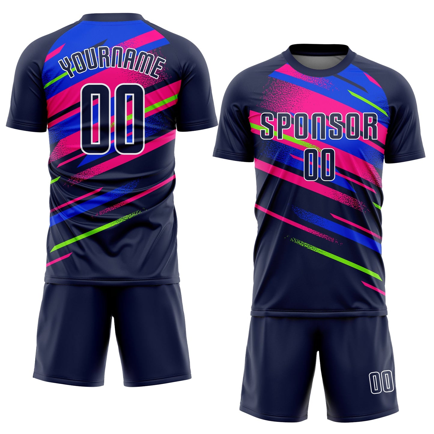 Custom Figure Navy Royal-Pink Sublimation Soccer Uniform Jersey view 2