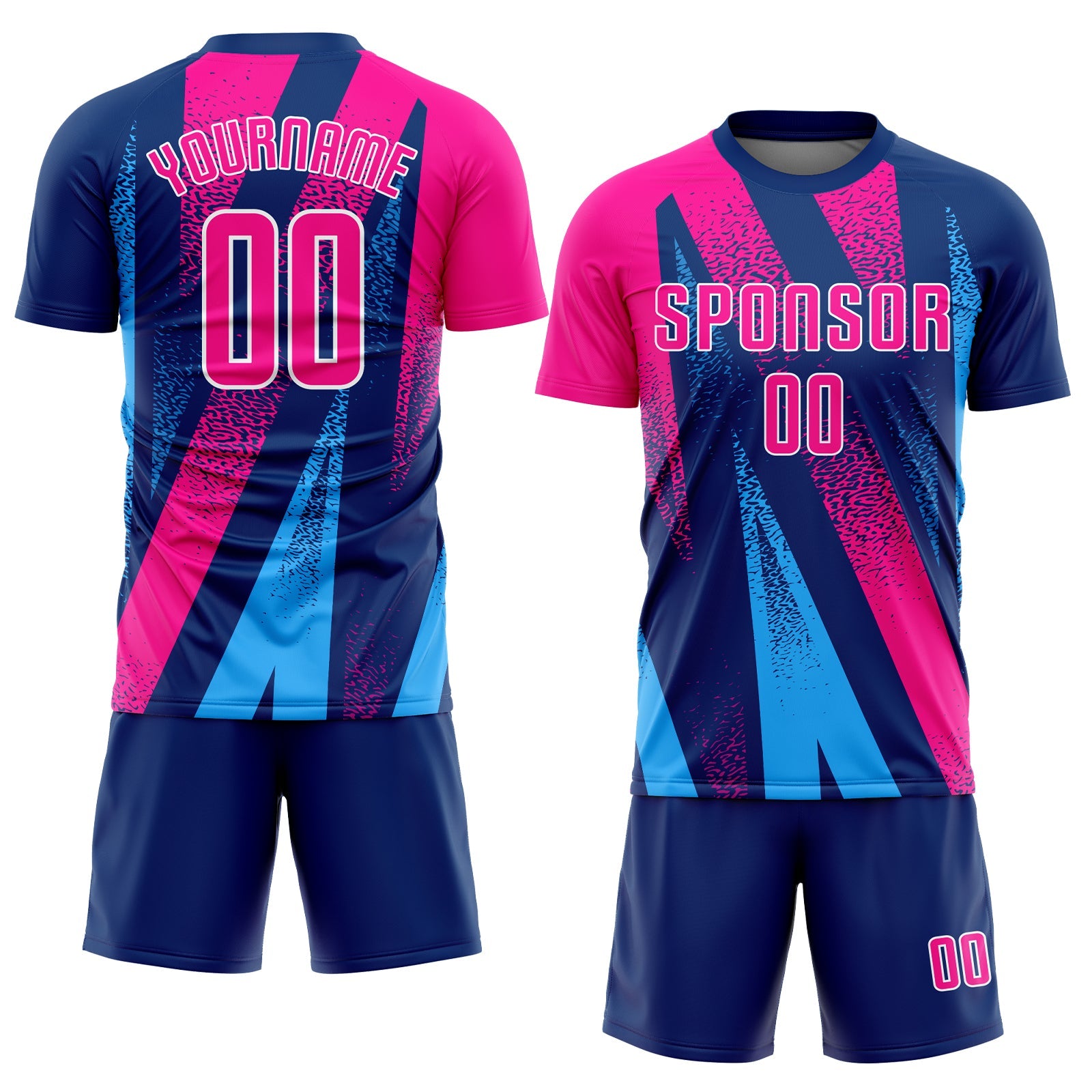 Custom Figure Pink-Royal Sublimation Soccer Uniform Jersey view 2