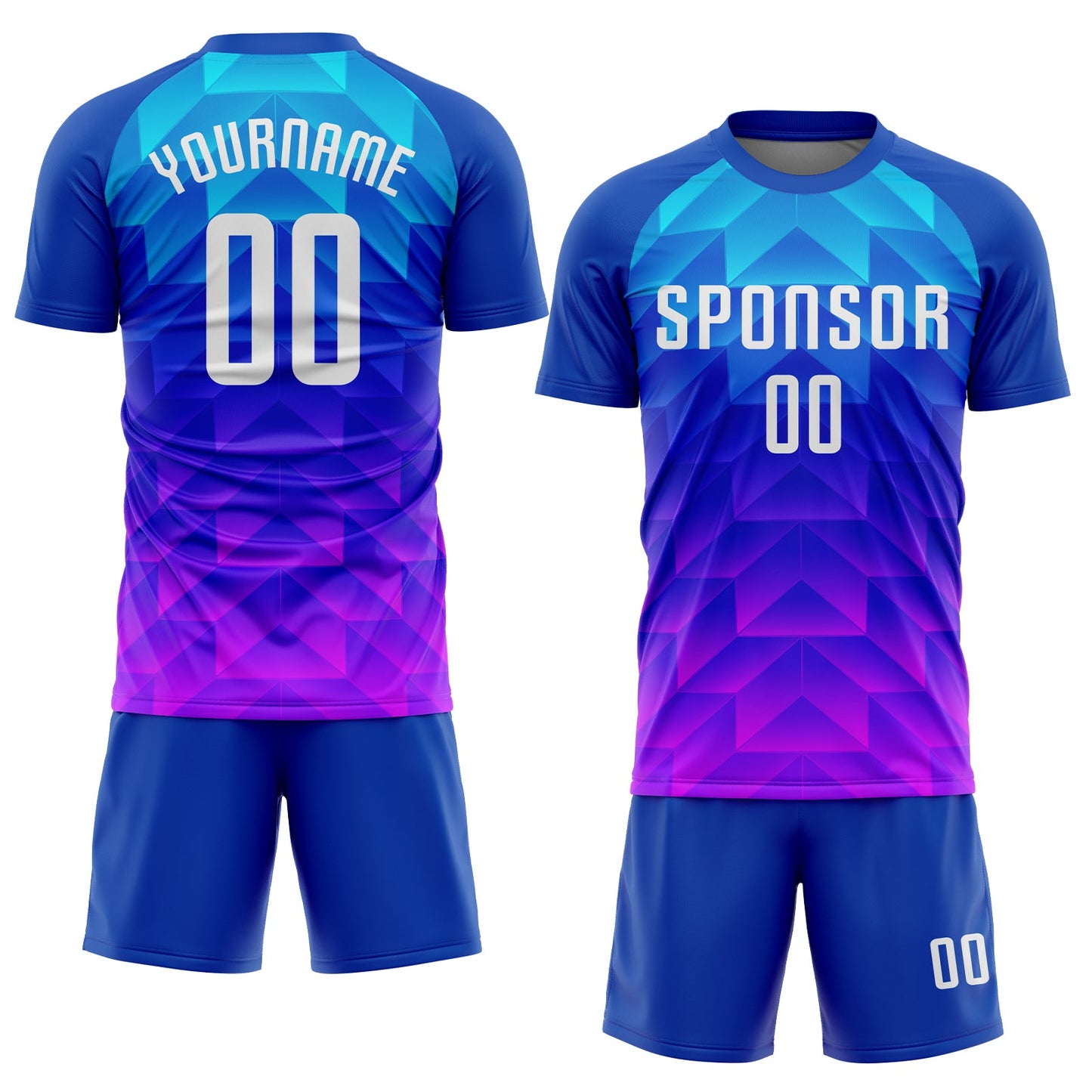 Custom Royal White Light Blue-Hot Pink Sublimation Soccer Uniform Jersey view 2