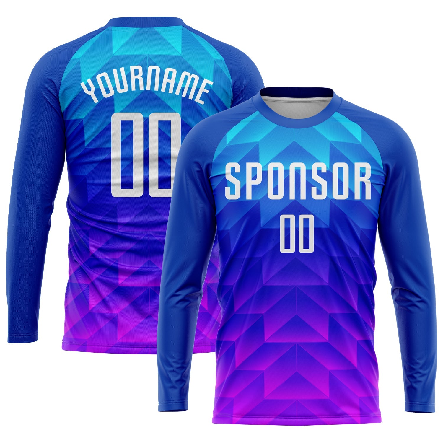 Custom Royal White Light Blue-Hot Pink Sublimation Soccer Uniform Jersey view 3