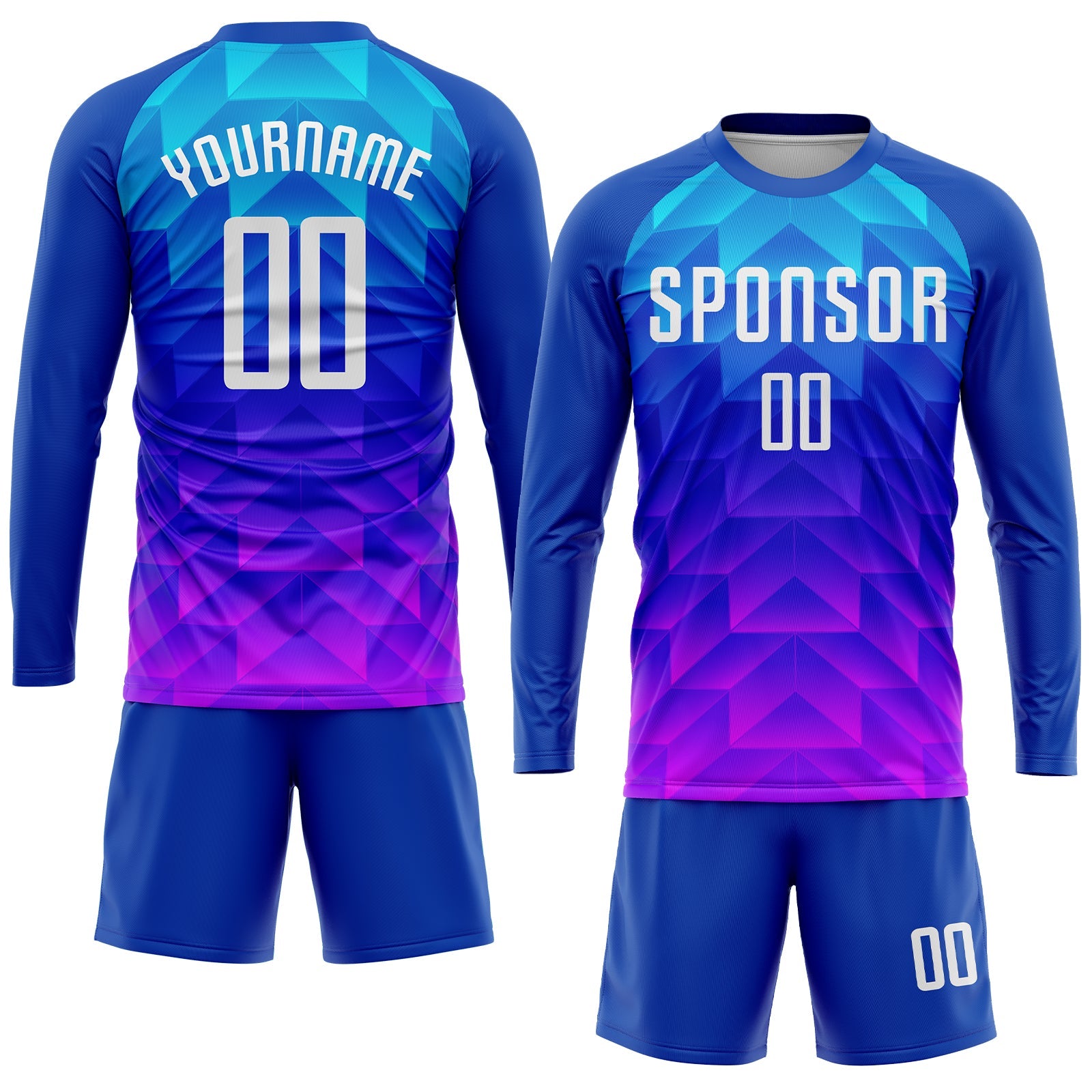 Custom Royal White Light Blue-Hot Pink Sublimation Soccer Uniform Jersey view 4