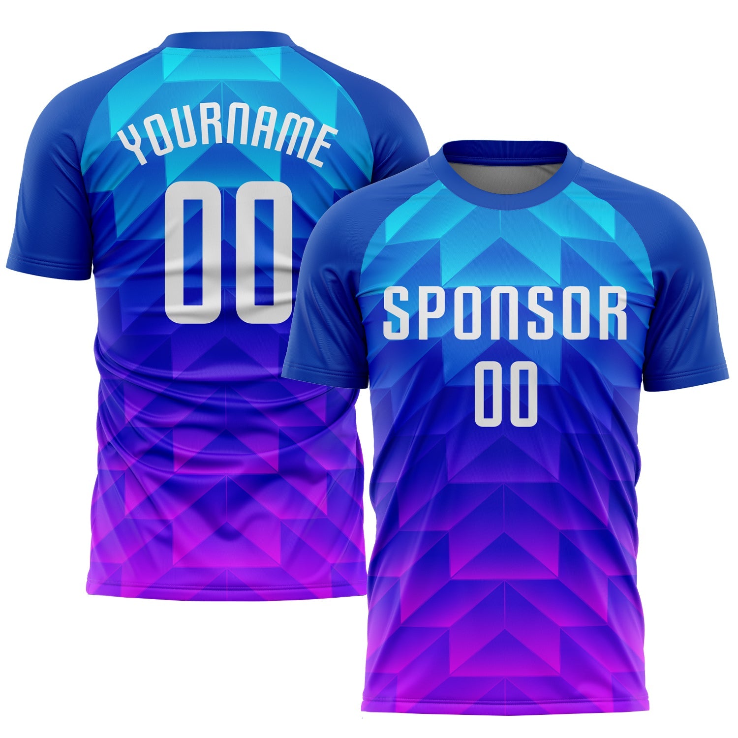 Custom Royal White Light Blue-Hot Pink Sublimation Soccer Uniform Jersey - Main View