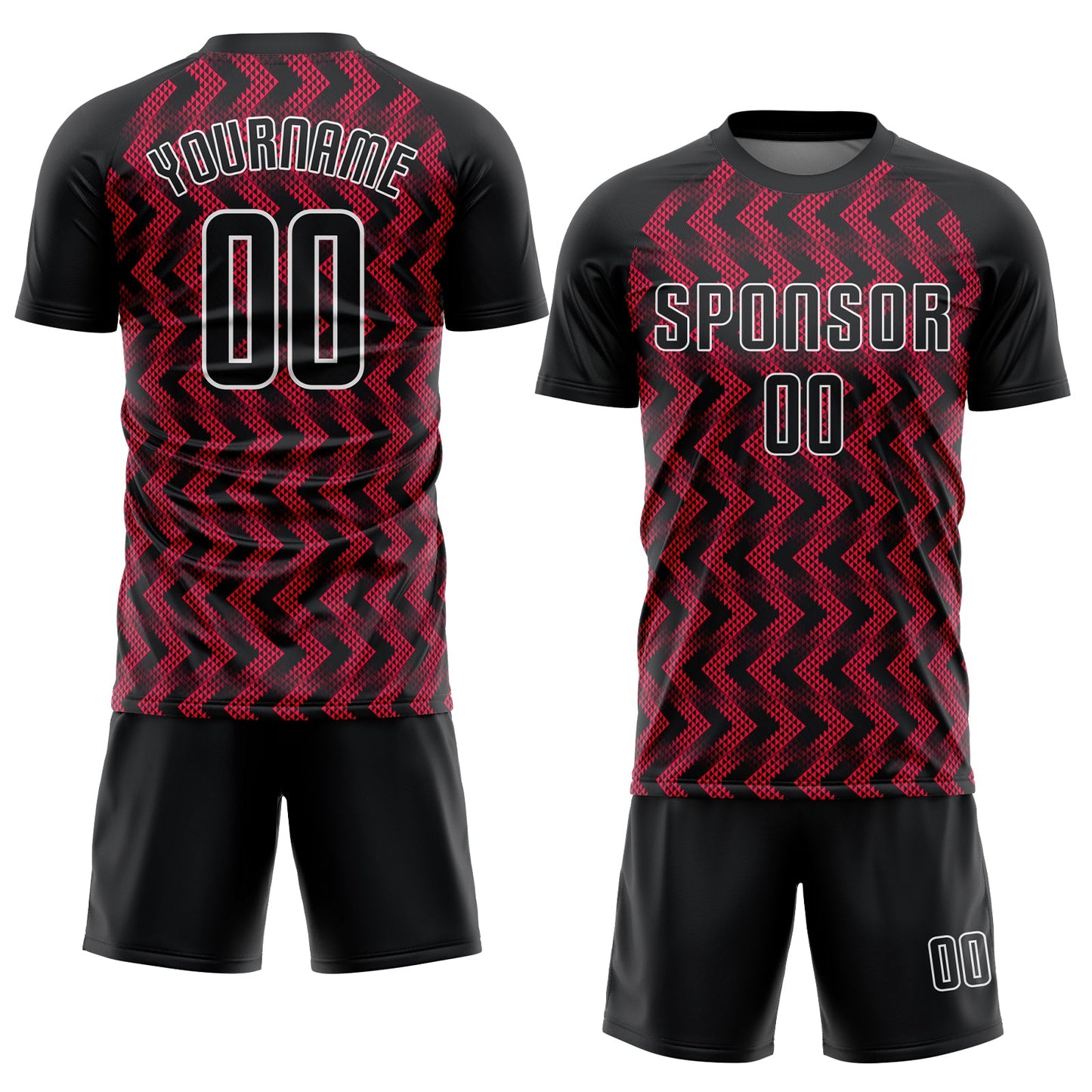 Custom Crimson Black-White Sublimation Soccer Uniform Jersey view 2