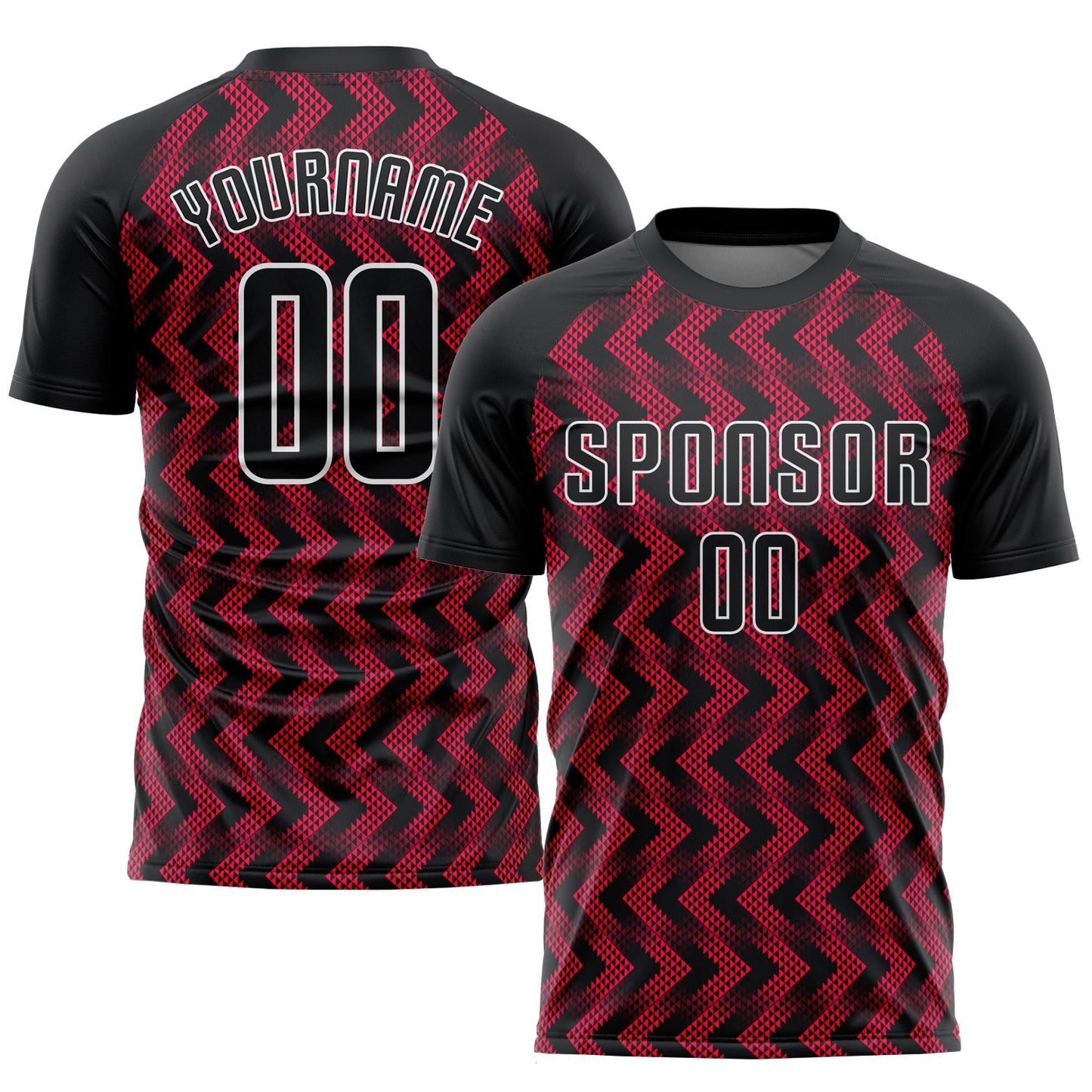 Custom Crimson Black-White Sublimation Soccer Uniform Jersey - Main View