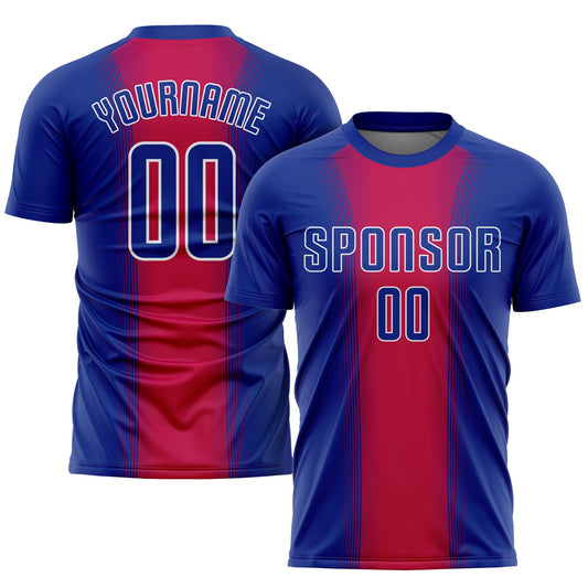 Custom Red Royal-White Sublimation Soccer Uniform Jersey - Main View