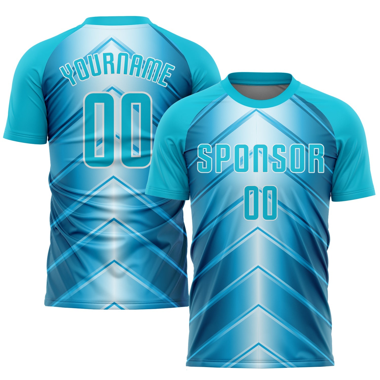 Custom Sky Blue Lakes Blue-White Sublimation Soccer Uniform Jersey - Main View
