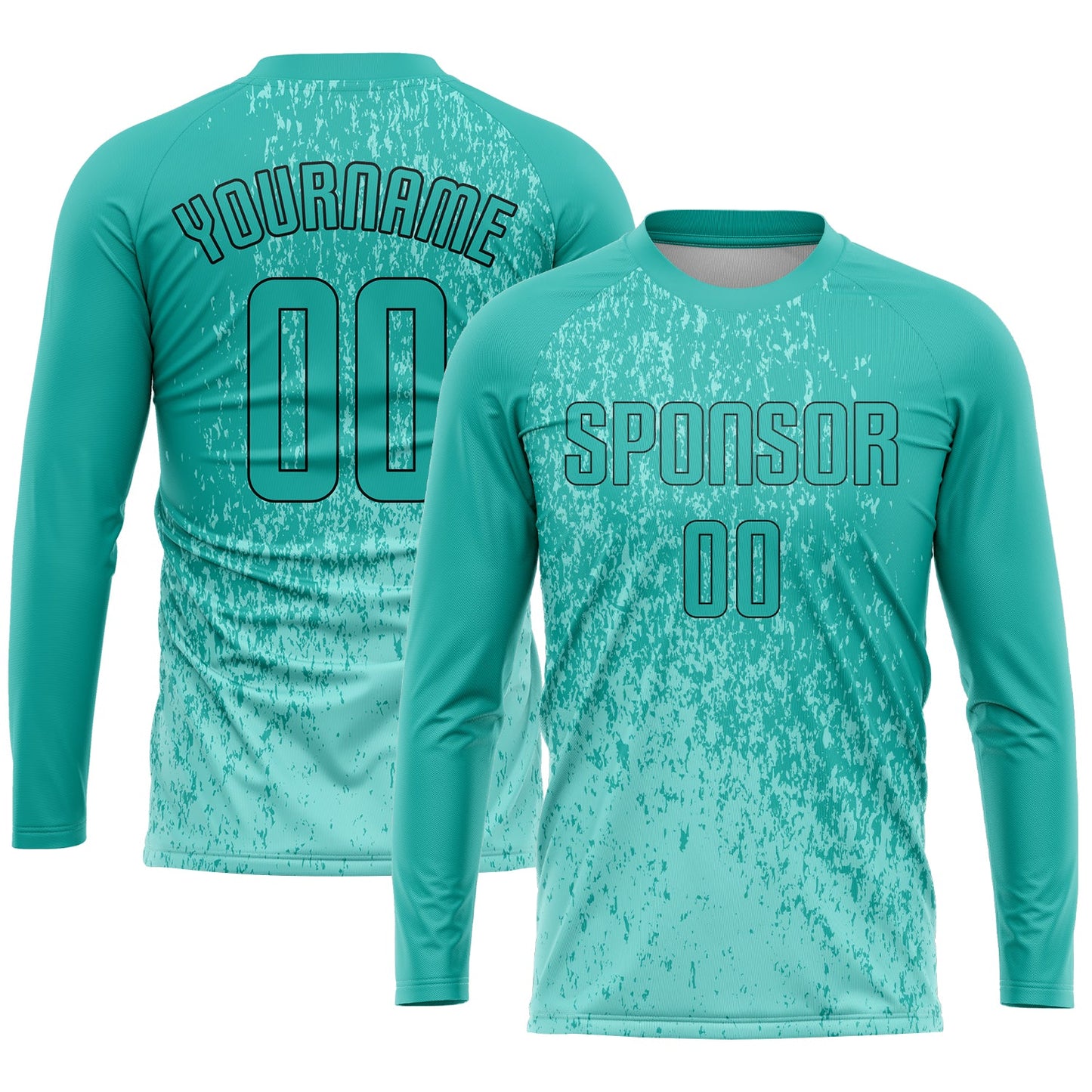 Custom Aqua Aqua-Black Sublimation Soccer Uniform Jersey view 3