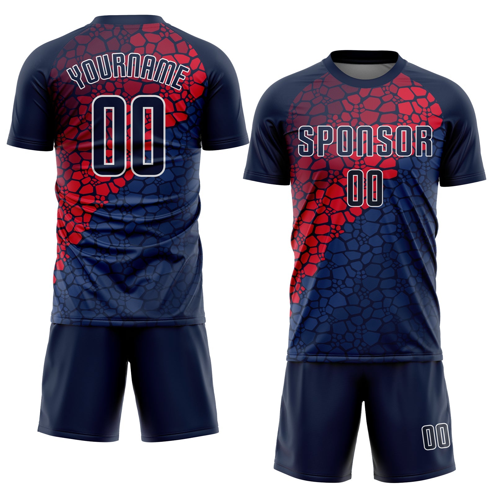 Custom Navy Navy-Red Sublimation Soccer Uniform Jersey view 2