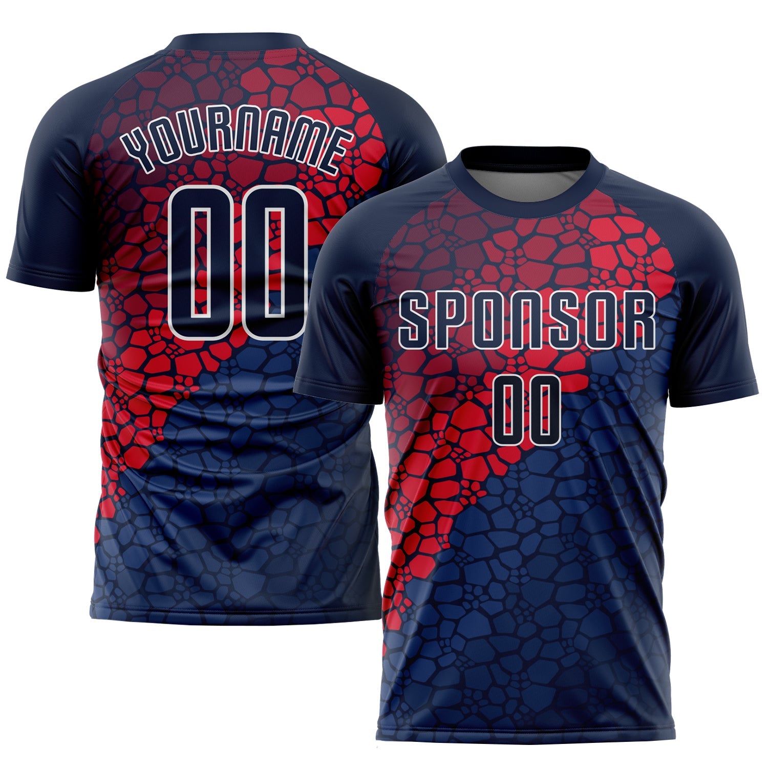 Custom Navy Navy-Red Sublimation Soccer Uniform Jersey - Main View