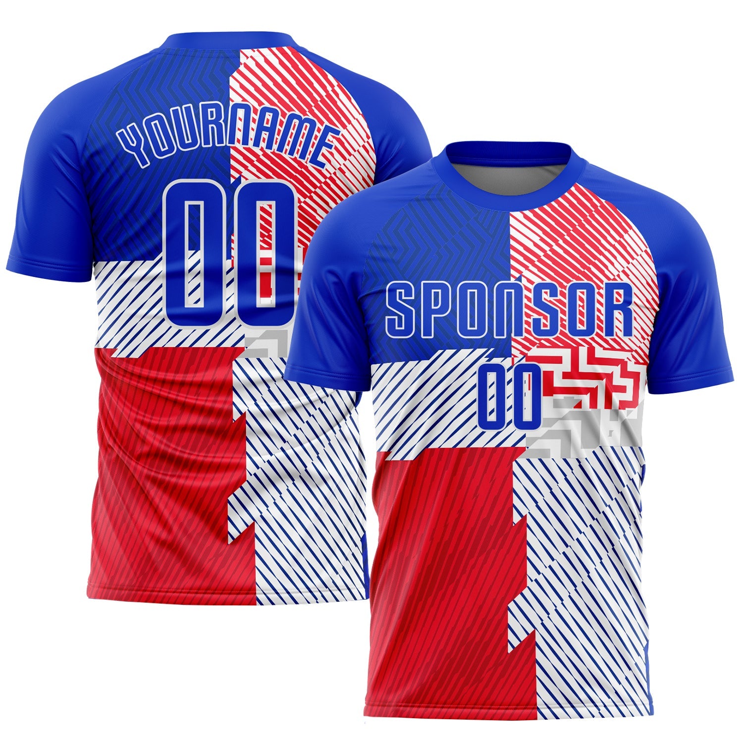 Custom Royal Royal-Red Sublimation Soccer Uniform Jersey - Main View