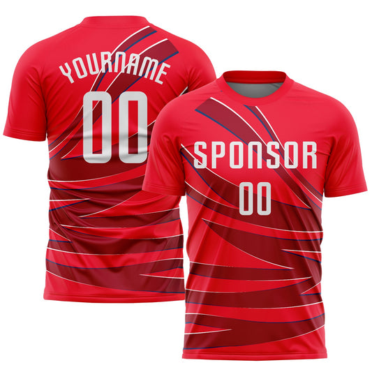 Custom Red White Sublimation Soccer Uniform Jersey - Main View
