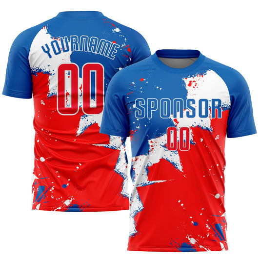 Custom Royal Red-White Sublimation Soccer Uniform Jersey - Main View