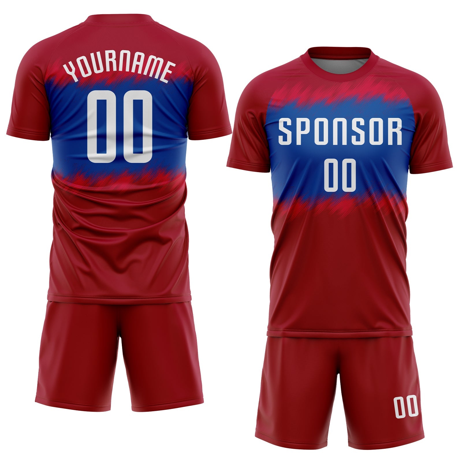 Custom Crimson White-Royal Sublimation Soccer Uniform Jersey view 2