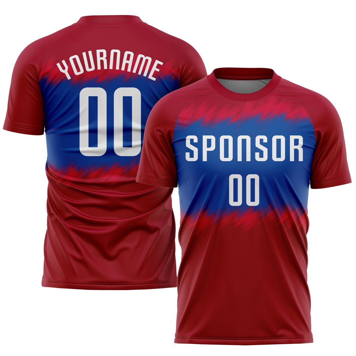 Custom Crimson White-Royal Sublimation Soccer Uniform Jersey - Main View