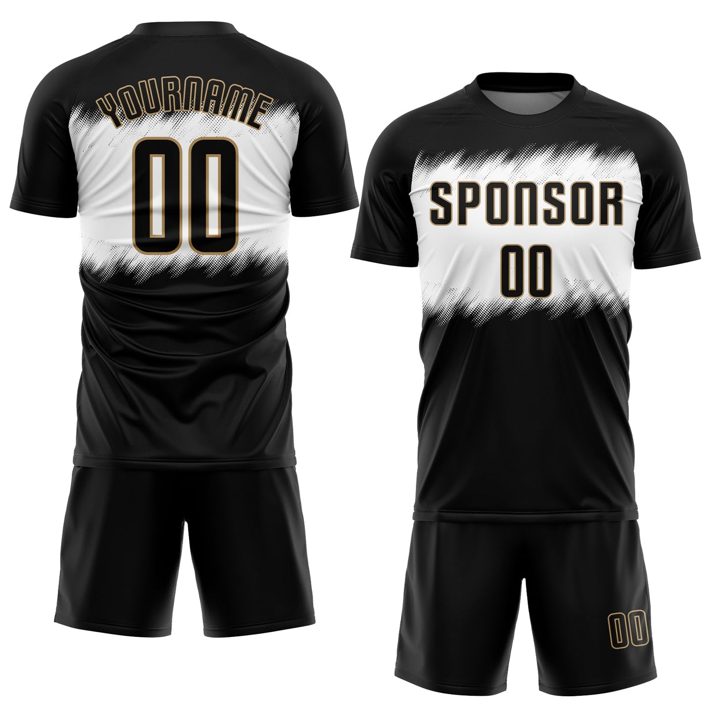 Custom Black Black-Old Gold Sublimation Soccer Uniform Jersey view 2