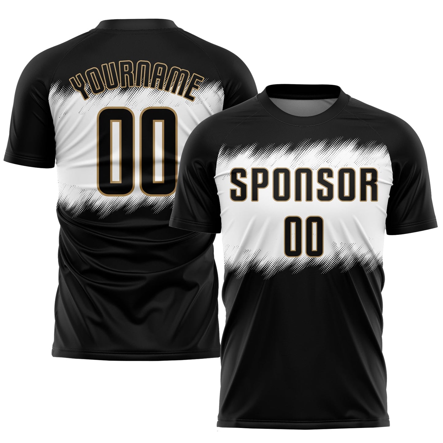 Custom Black Black-Old Gold Sublimation Soccer Uniform Jersey - Main View