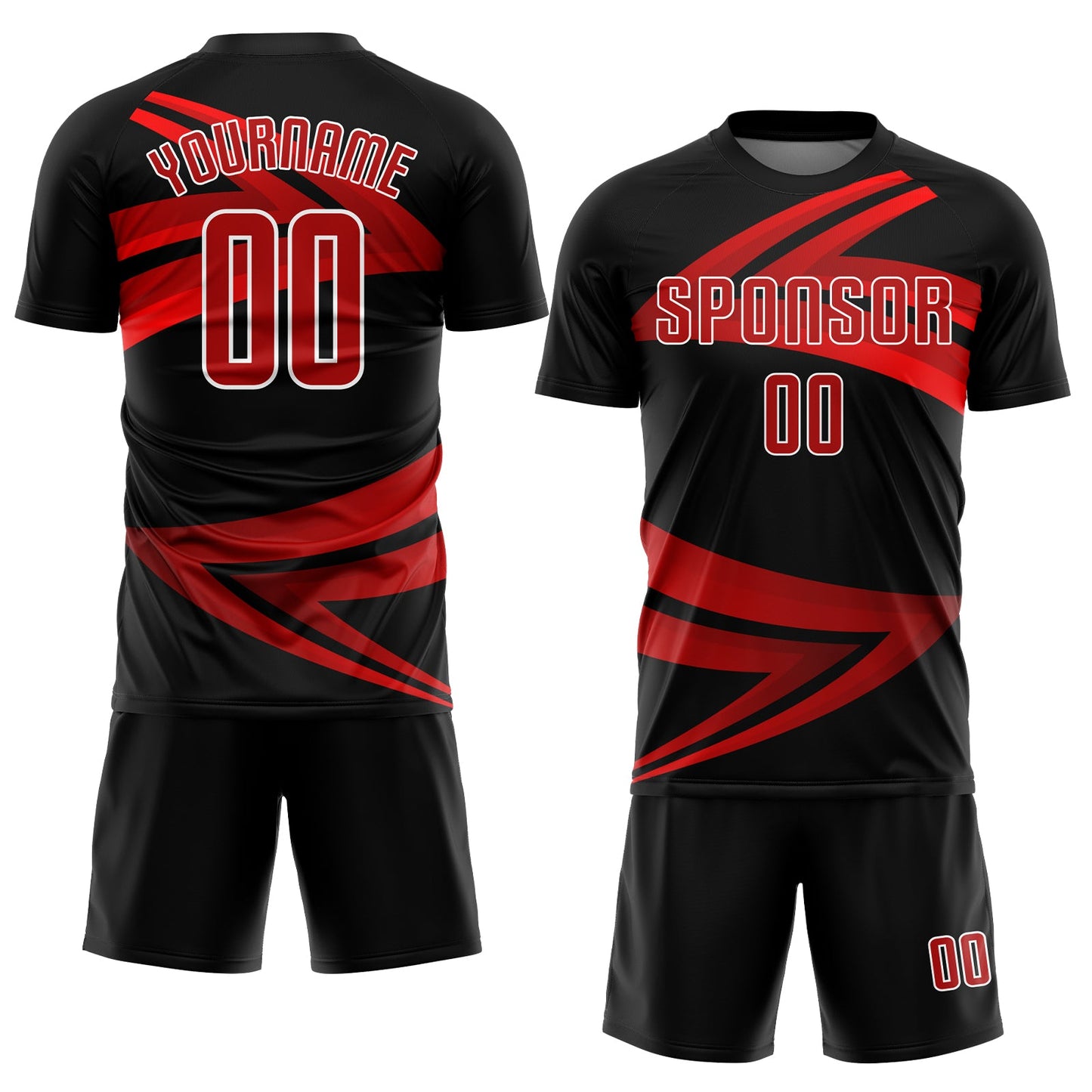 Custom Black Red-White Sublimation Soccer Uniform Jersey view 2