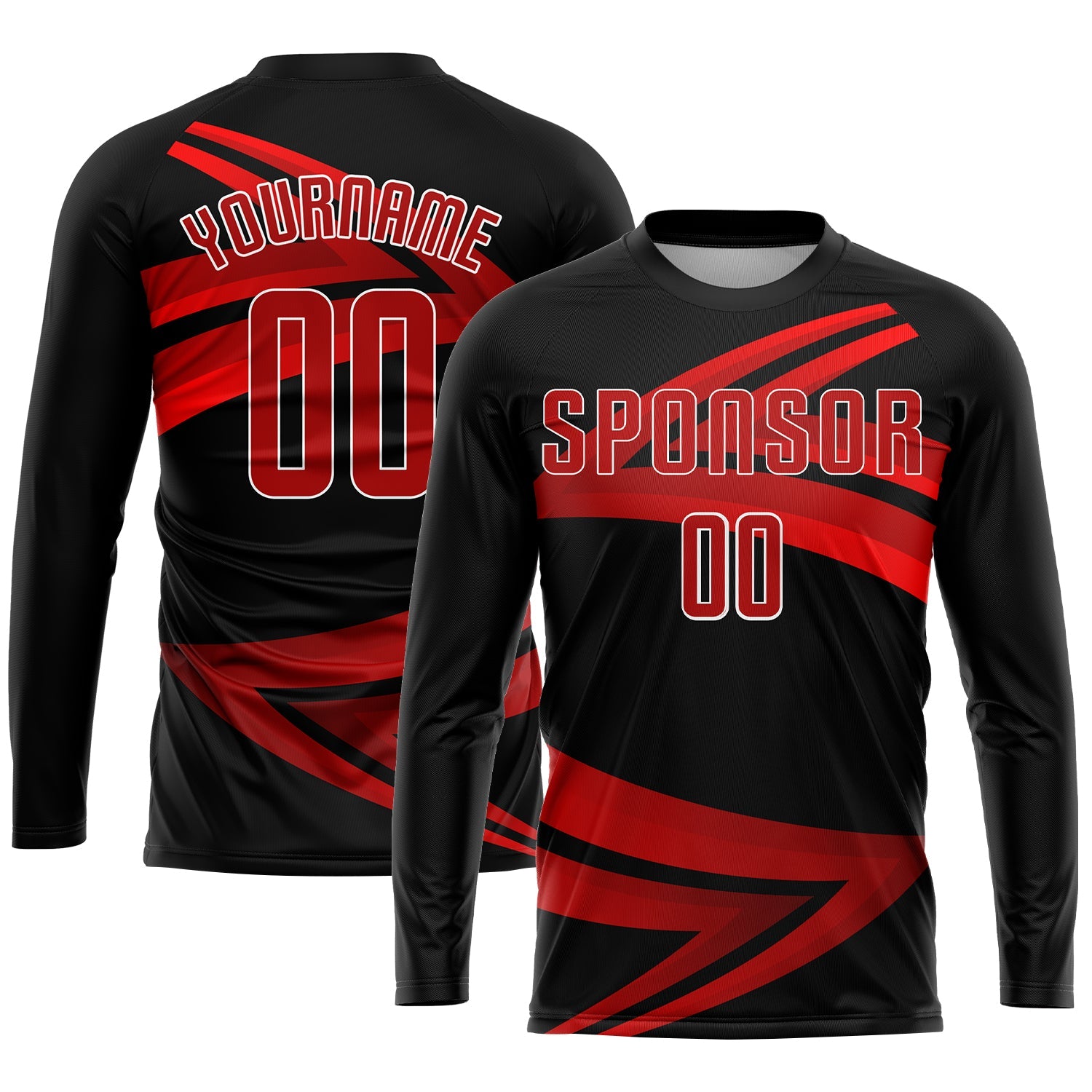 Custom Black Red-White Sublimation Soccer Uniform Jersey view 3