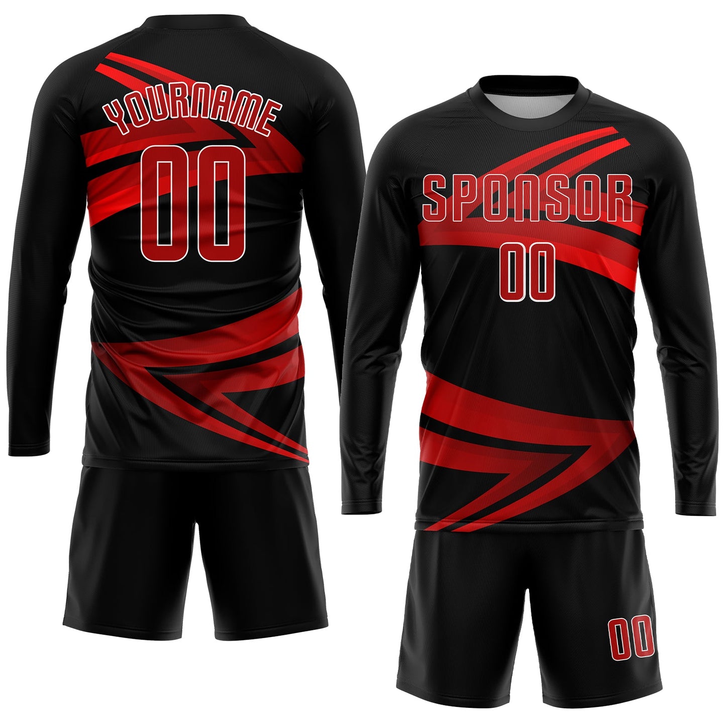 Custom Black Red-White Sublimation Soccer Uniform Jersey view 4