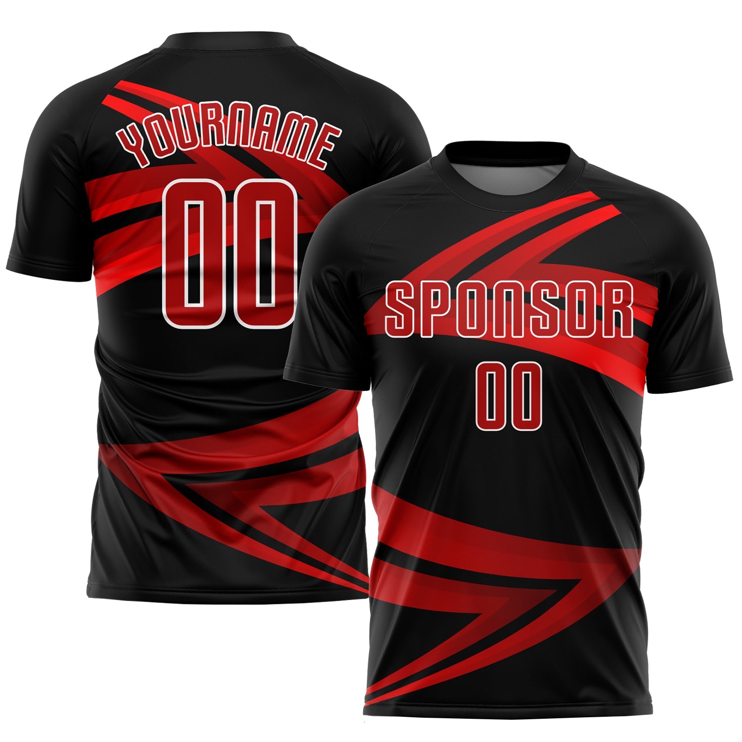 Custom Black Red-White Sublimation Soccer Uniform Jersey - Main View