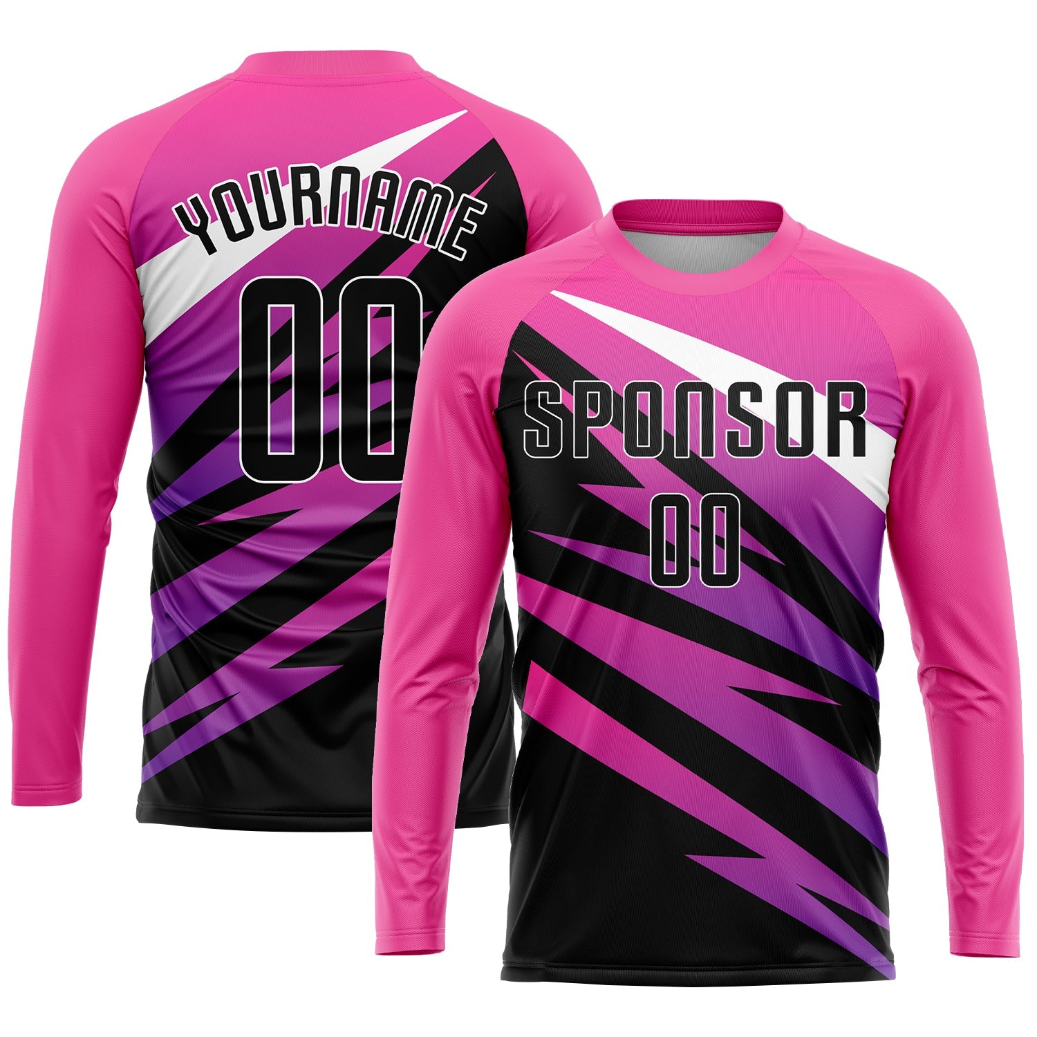 Custom Pink Black-White Sublimation Soccer Uniform Jersey view 3