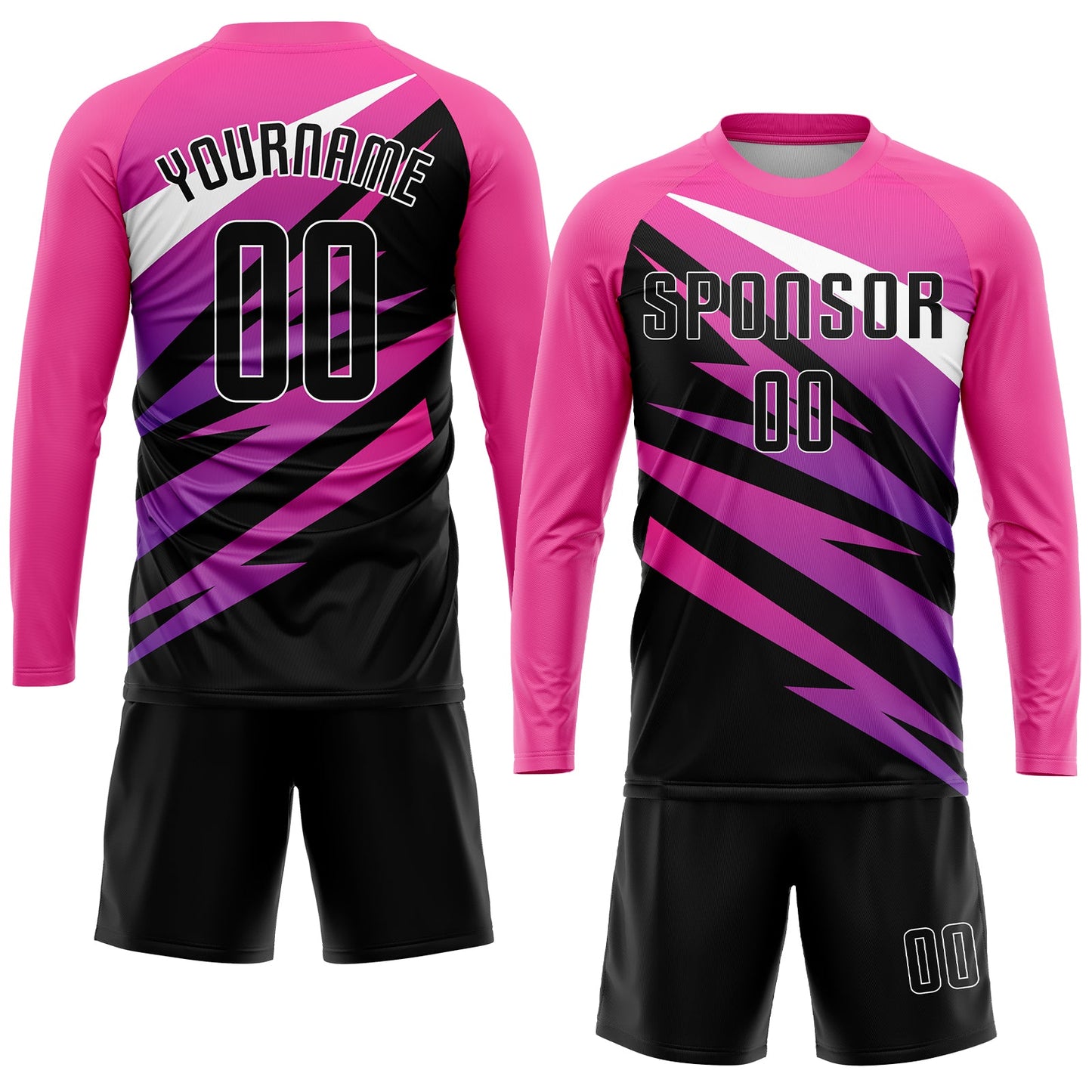 Custom Pink Black-White Sublimation Soccer Uniform Jersey view 4