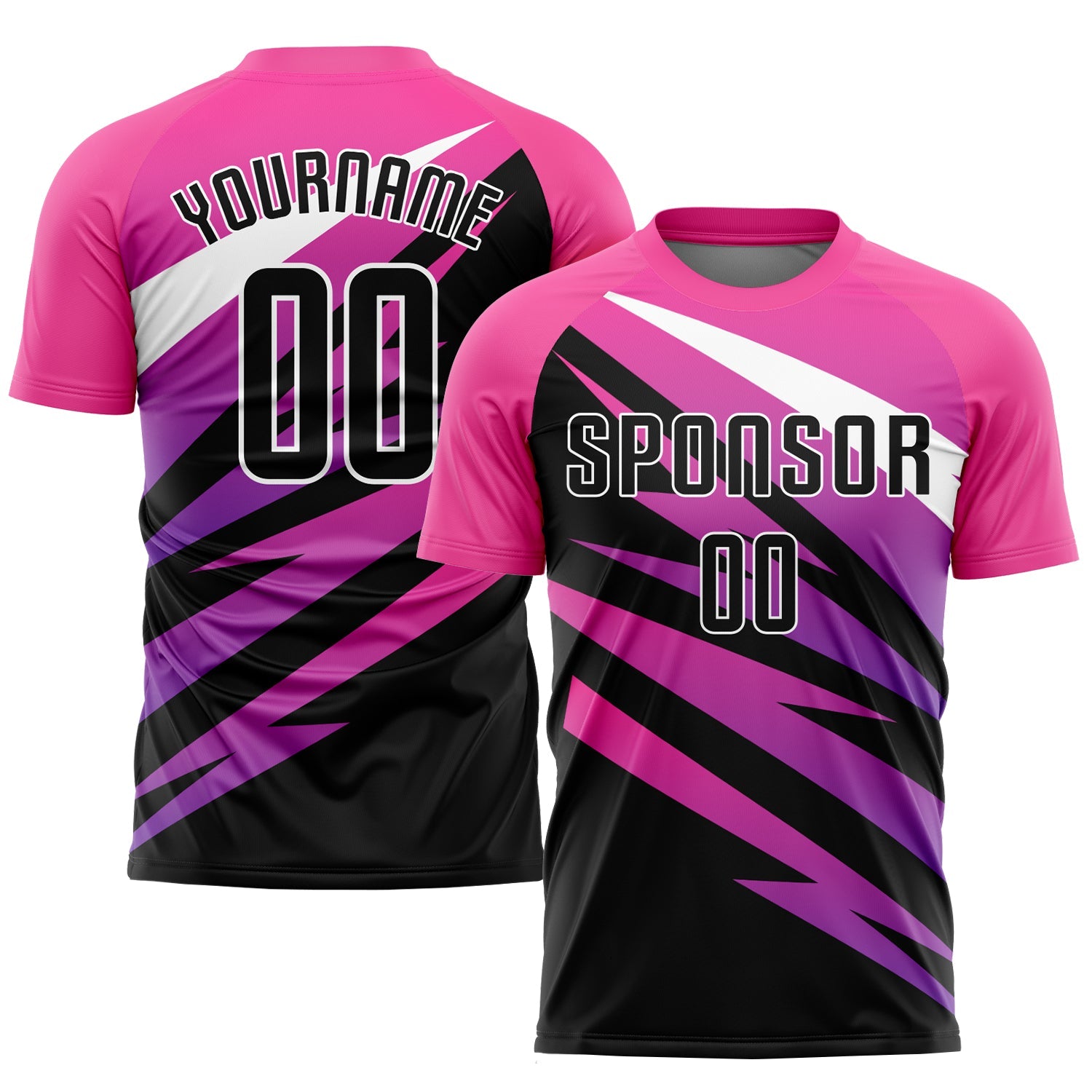 Custom Pink Black-White Sublimation Soccer Uniform Jersey - Main View
