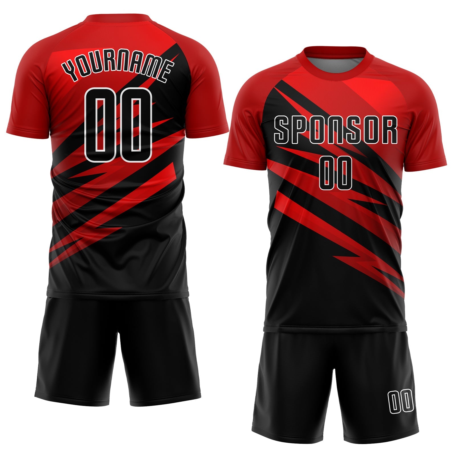 Custom Red Black-White Sublimation Soccer Uniform Jersey view 2