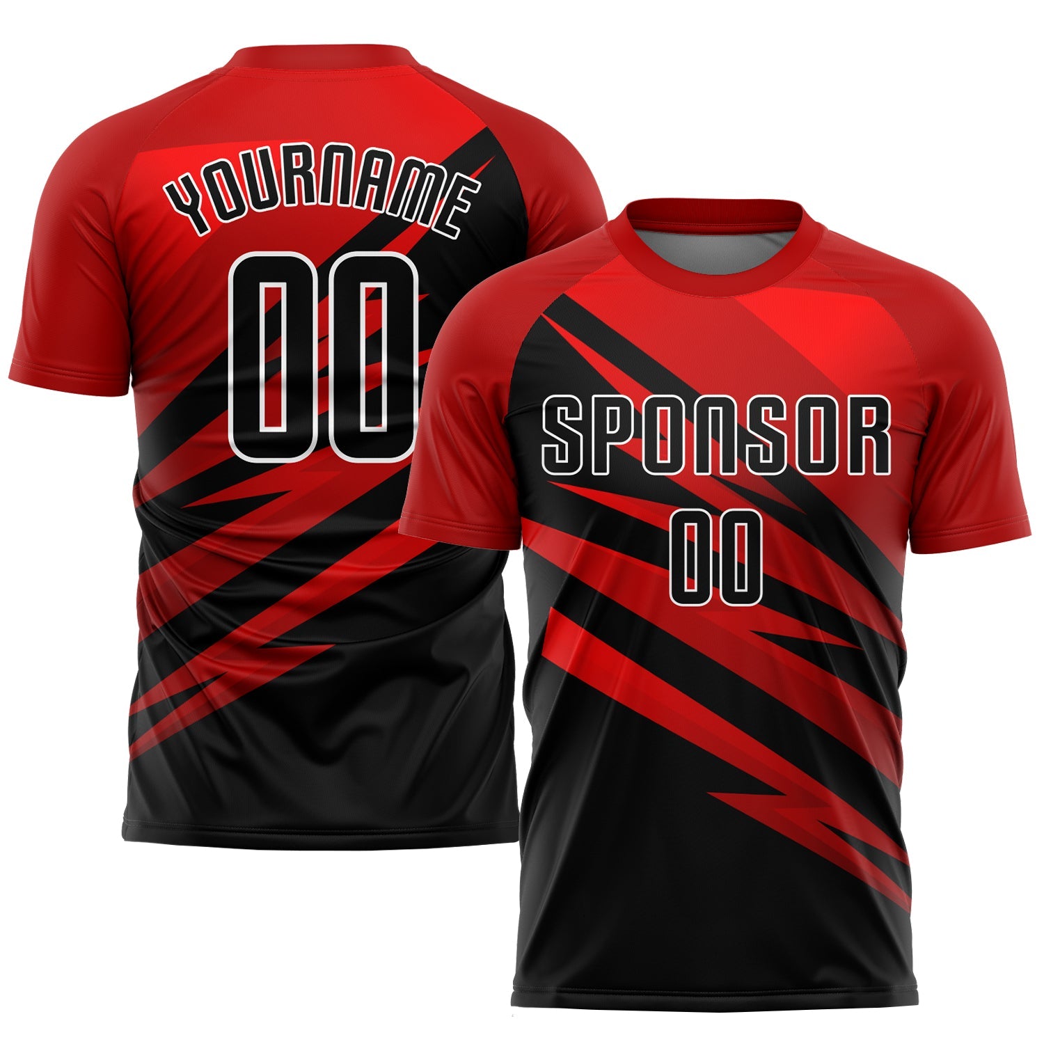 Custom Red Black-White Sublimation Soccer Uniform Jersey - Main View
