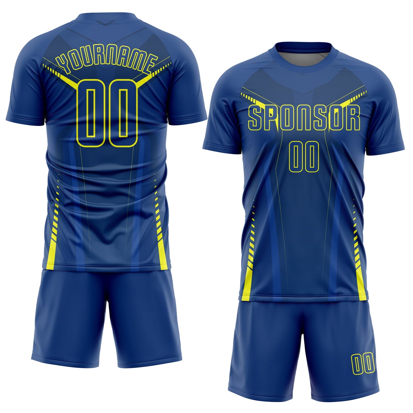 Custom US Navy Blue Gold Sublimation Soccer Uniform Jersey view 2