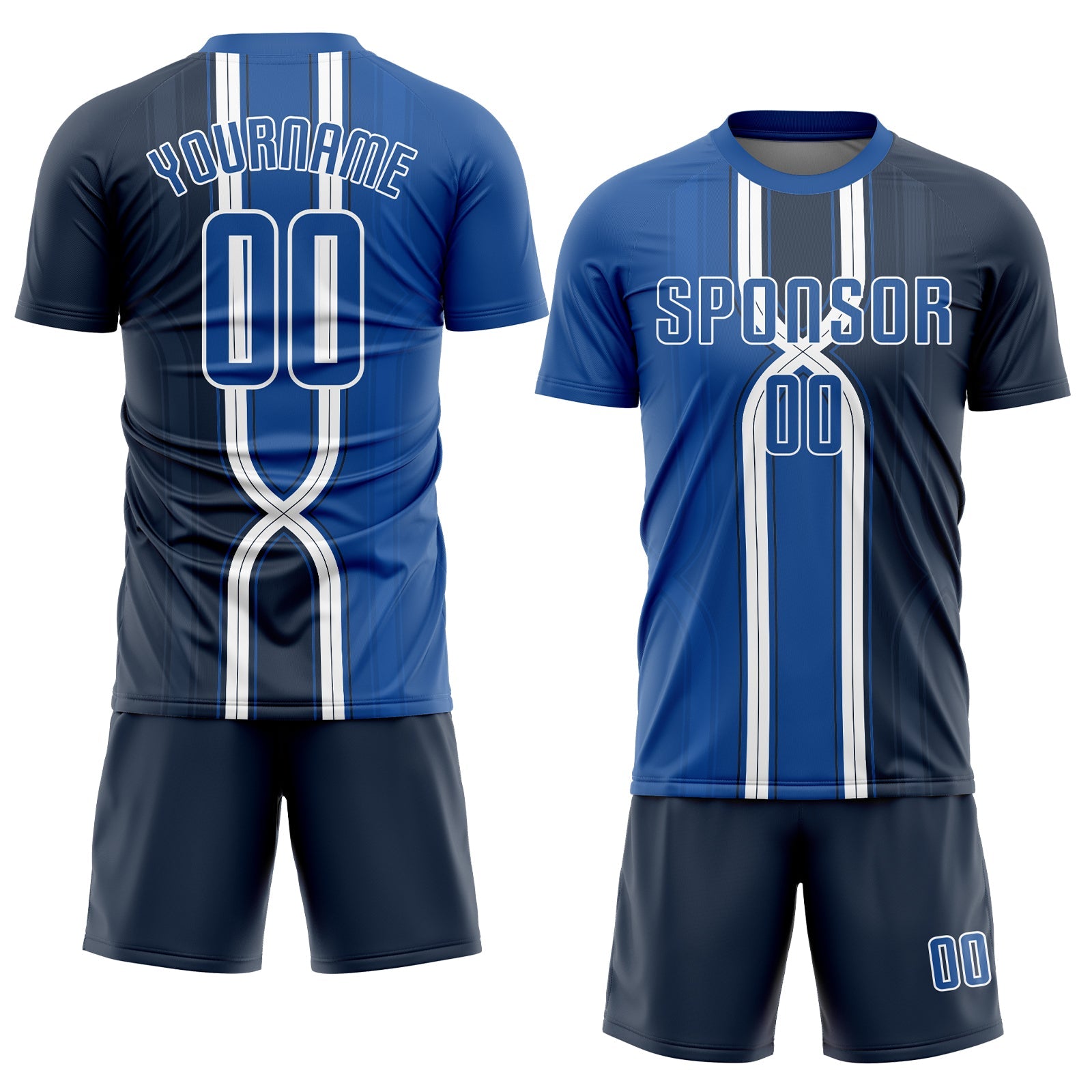 Custom Navy Royal-White Sublimation Soccer Uniform Jersey view 2