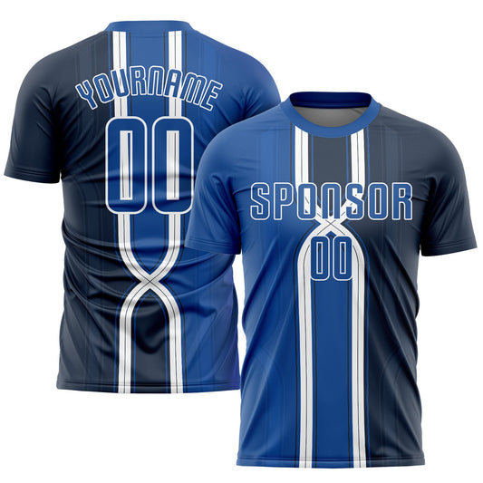 Custom Navy Royal-White Sublimation Soccer Uniform Jersey - Main View