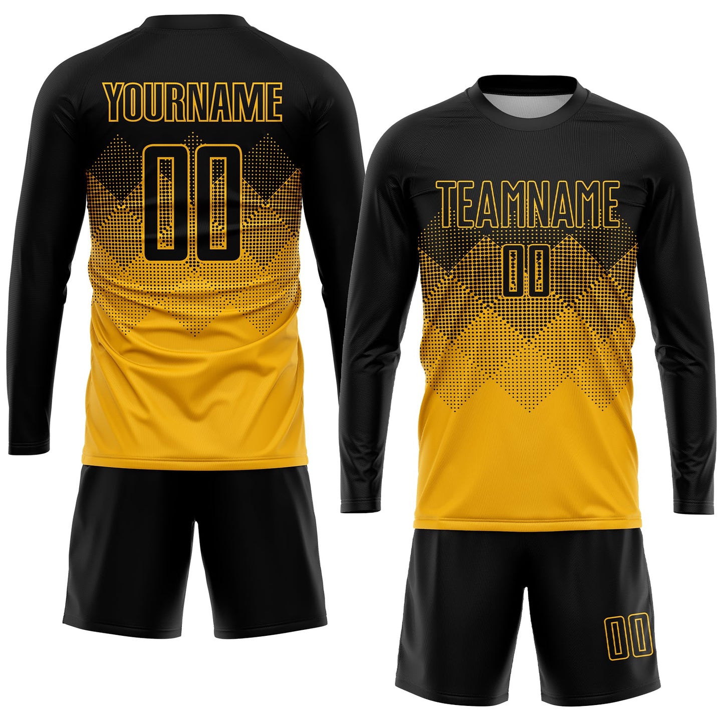 Custom Gold Black Sublimation Soccer Uniform Jersey view 4